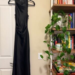 Zara Elegant Black Satin Dress - MIDI, very flattering, worn once